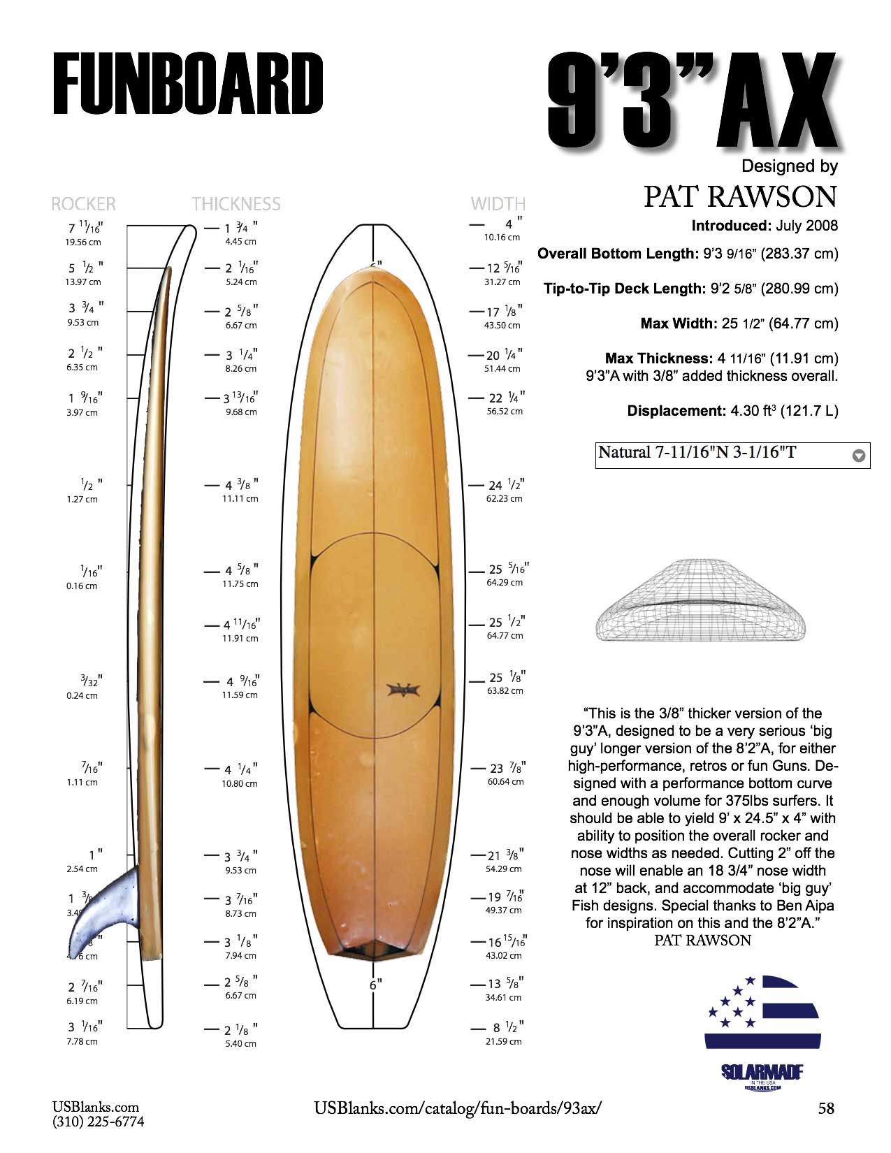 Surfboards Hawaii mockup on Renny Yater US Blanks diagram